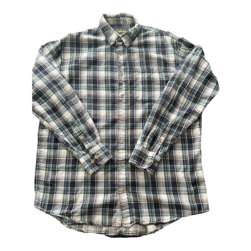 Vintage Cabela's Heavyweight Tartan Plaid Flannel Shirt - Men's Large Tall (LT)